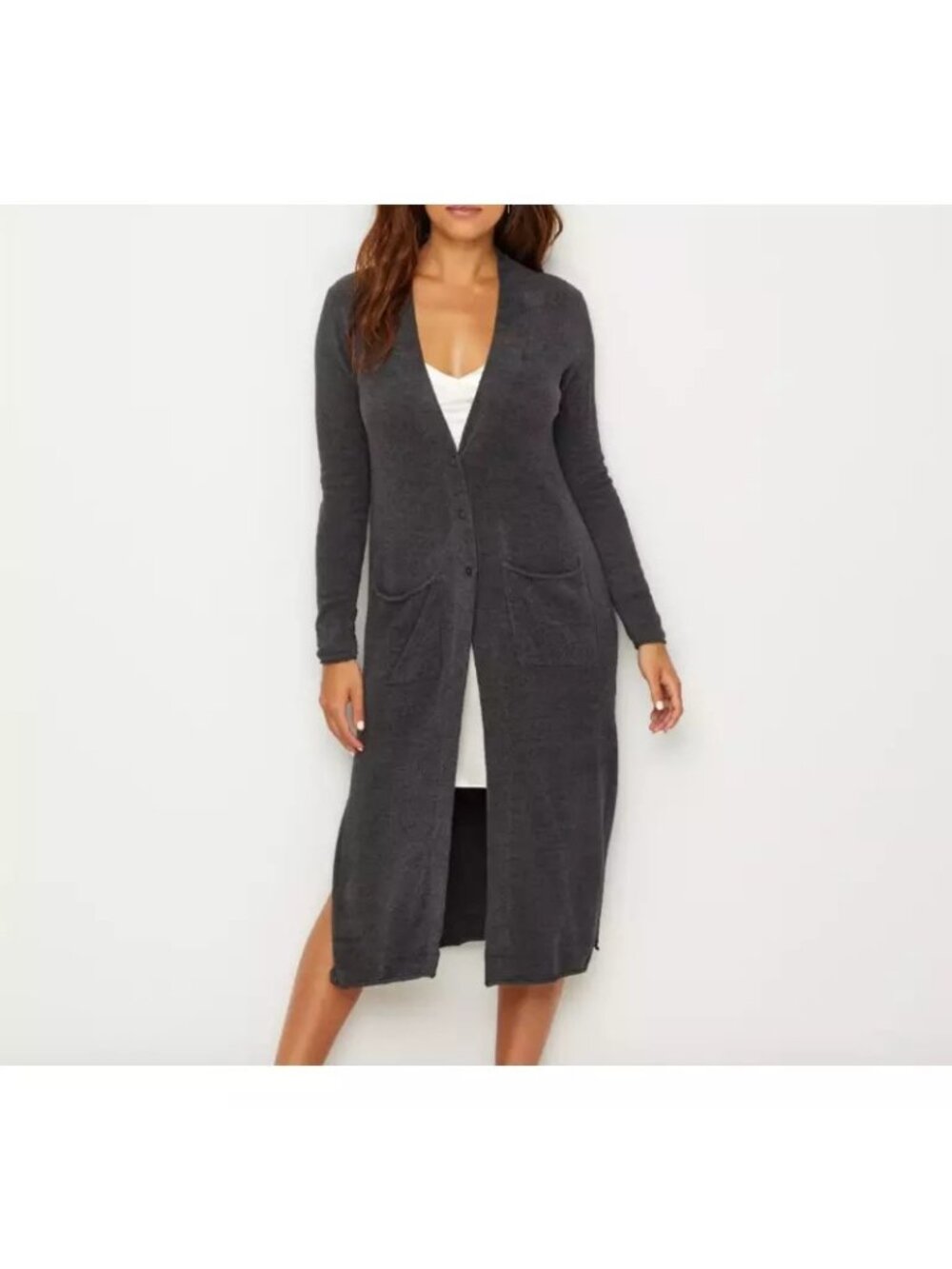 Barefoot Dreams Cardigan Duster XL Cozychic Ultra Lite Longline Gray Comfort
